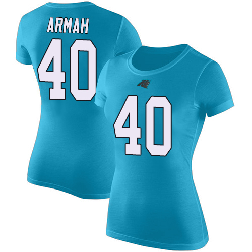 Carolina Panthers Blue Women Alex Armah Rush Pride Name and Number NFL Football #40 T Shirt->nfl t-shirts->Sports Accessory